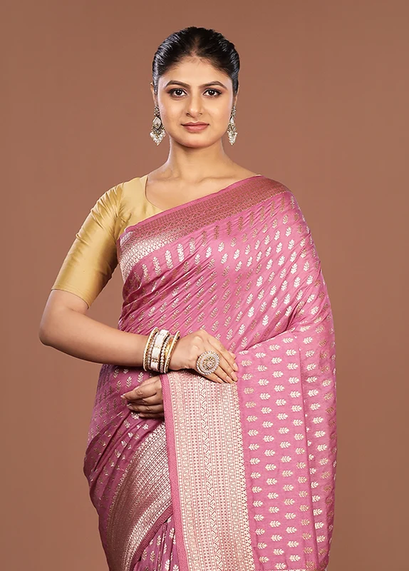 Purple Georgette Saree With Blouse Piece One Size