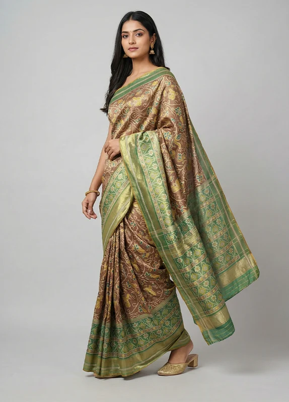Multicolor Dupion Silk Saree With Blouse Piece One Size