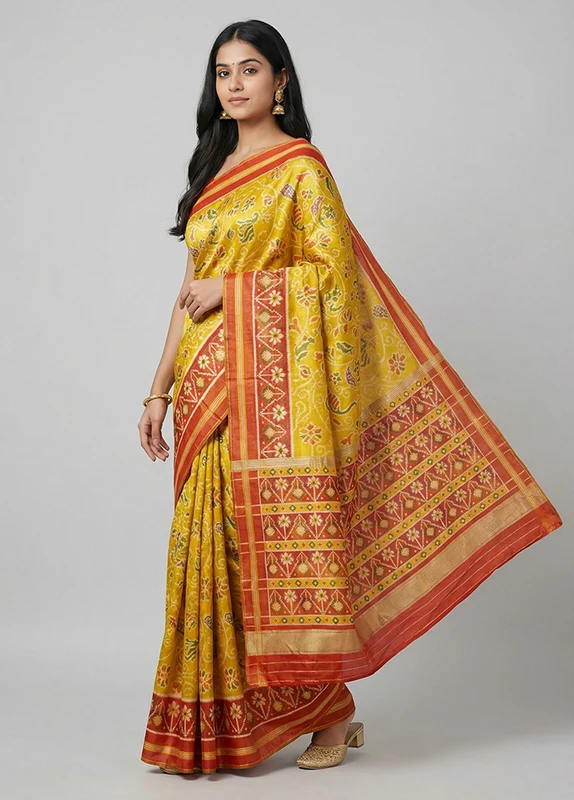 Multicolor Dupion Silk Saree With Blouse Piece One Size