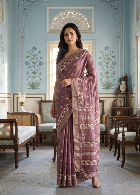 Maroon Dupion Silk Saree With Blouse Piece One Size