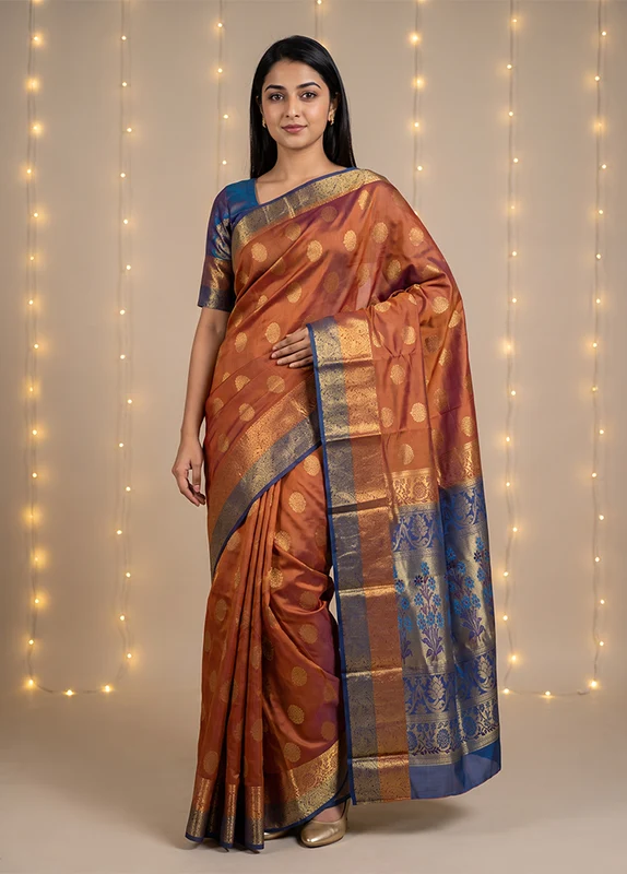 Pink Handloom Kanjivaram Pure Silk Saree With Blouse Piece One Size
