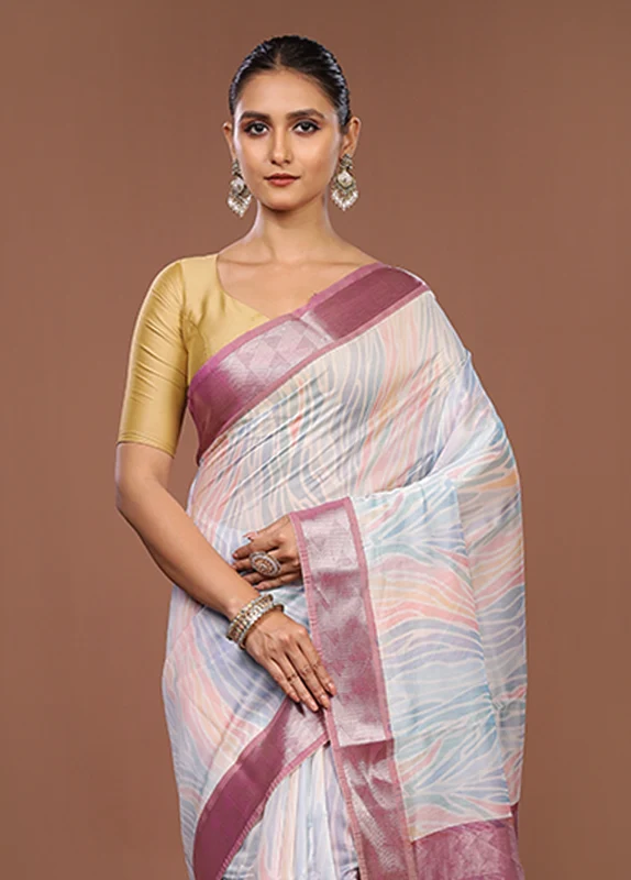 Blue Pure Cotton Saree With Blouse Piece One Size