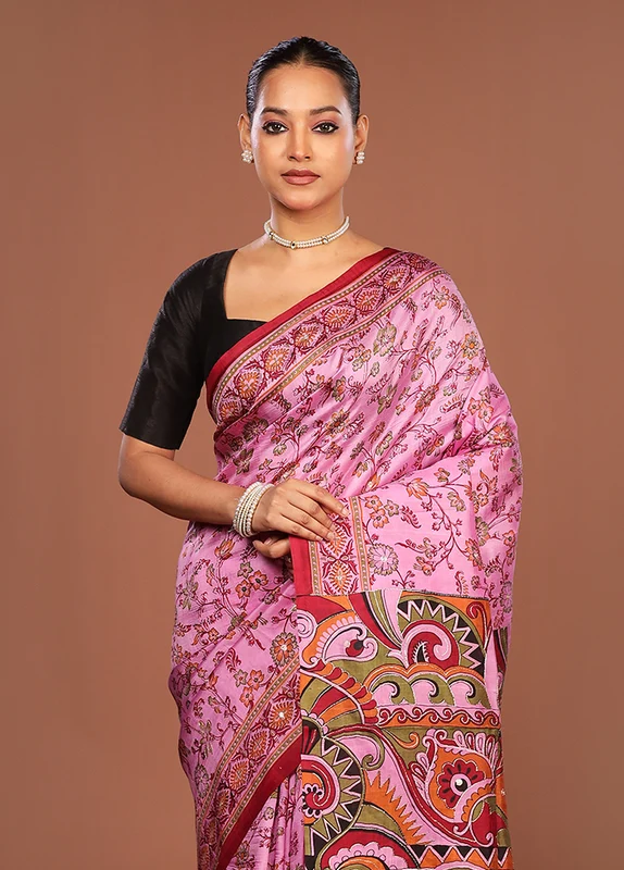 Multicolor Handloom Tussar Pure Silk Saree With Blouse Piece One Size