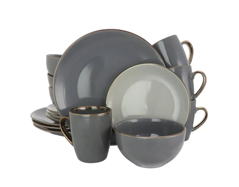 Dinnerware Set - Solid Stone 16-Piece - Gray Open Box