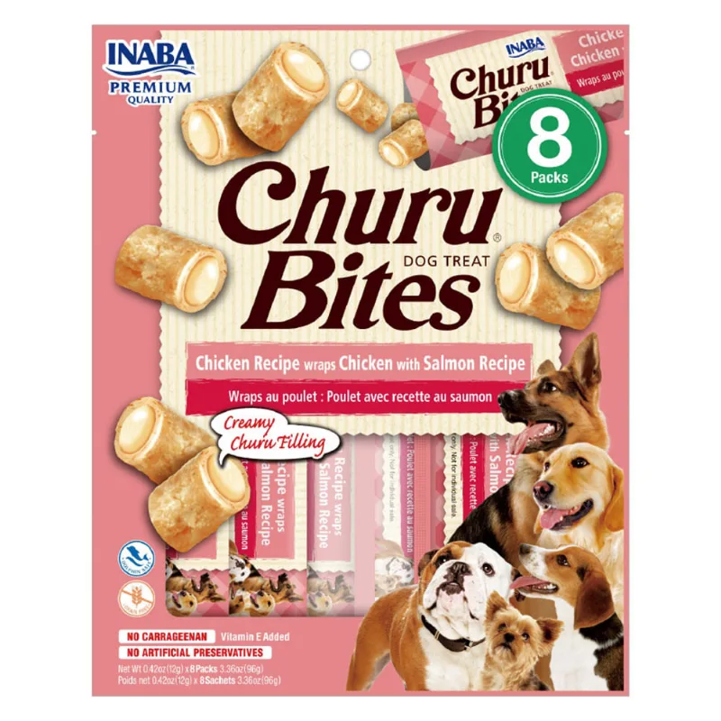 Snack para perro toda etapa sabor pollo con salmón x96g Churu 1500252