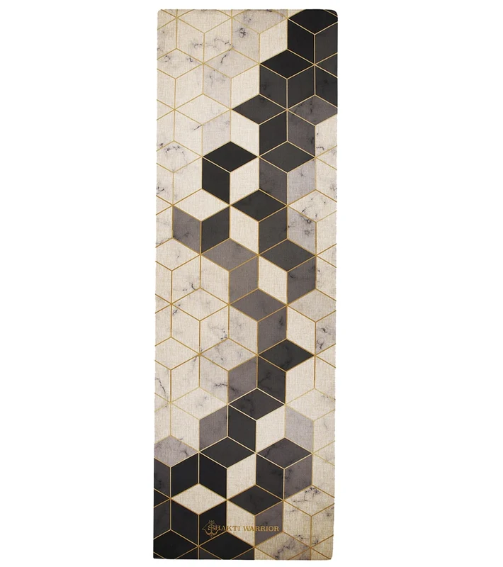 Shakti Warrior Aura Hemp Yoga Mat 72" 3mm Black, white, grey , gold