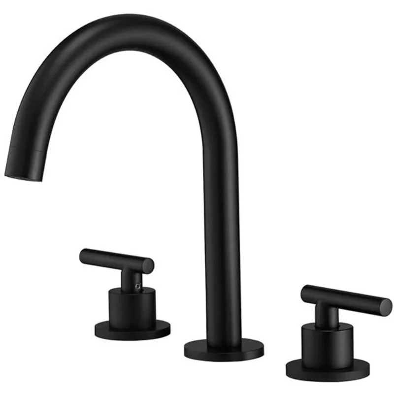 BWE 8 in. Widespread Double Handle Bathroom Faucet With Pop-up Drain Assembly in Matte Black