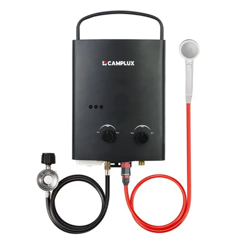 Camplux 1.32-GPM Portable Outdoor Tankless Water Heater with Shower Kit 34K-BTU Black
