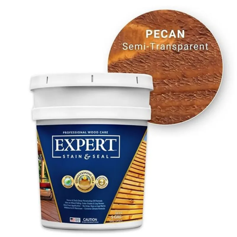 EXPERT Stain & Seal Premium Semi-Transparent Oil-Based Wood Stain for Fences and Decks 19-L/5-gal - Pecan