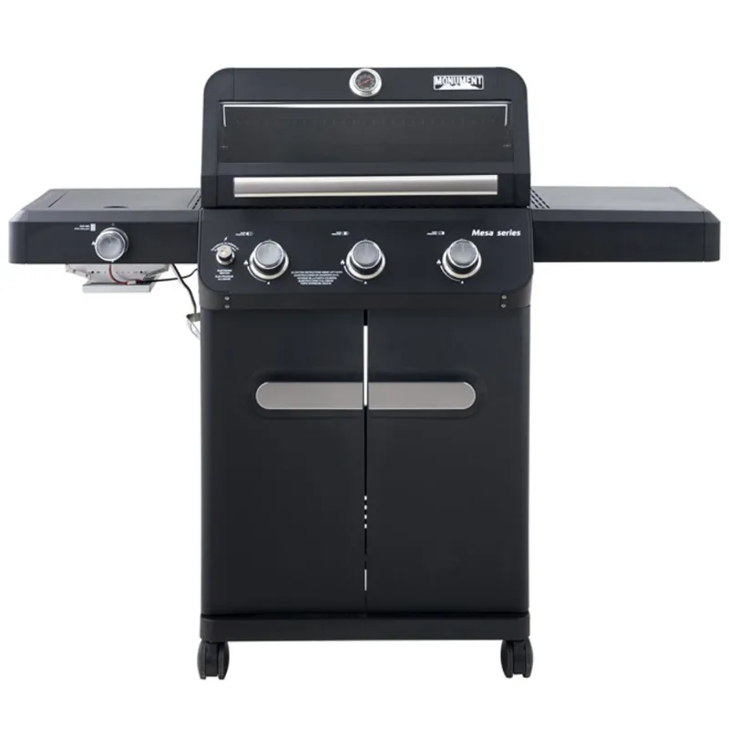 Monument Grills Mesa 3-Burner Propane Gas Grill 36,000-BTU, Black with Side Sear Burner and Clearview® Lid
