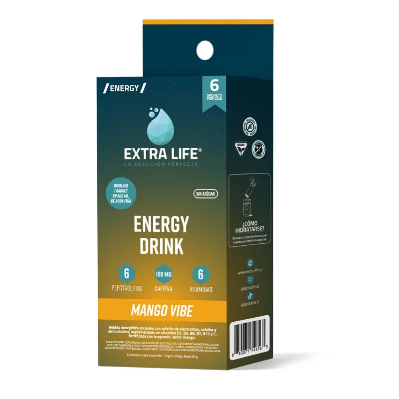 Energética en Polvo Extra Life Mango 6 un.