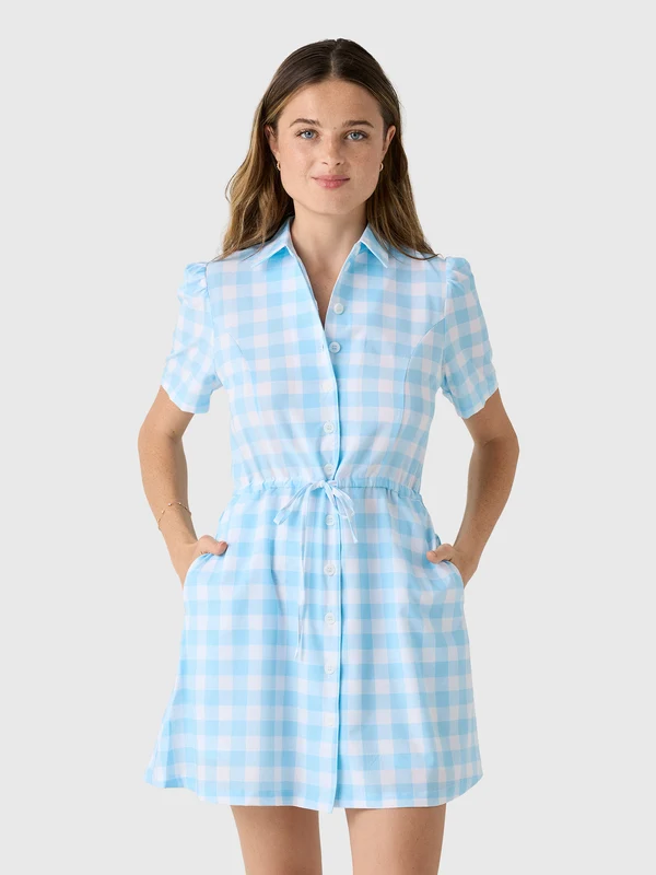 Byrdie Women's Short Sleeve Hayden Dress Set S / GINGHAM POWDER/ROWAN