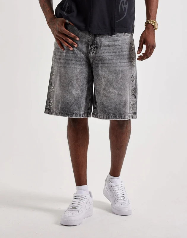 Paradise Lost Rhinestone Denim Shorts 38