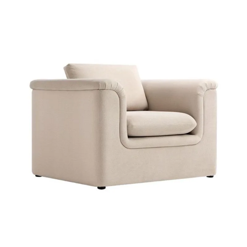Manhattan Comfort Haven Contemporary Faux Mohair Upholstered Accent Chair – Wheat