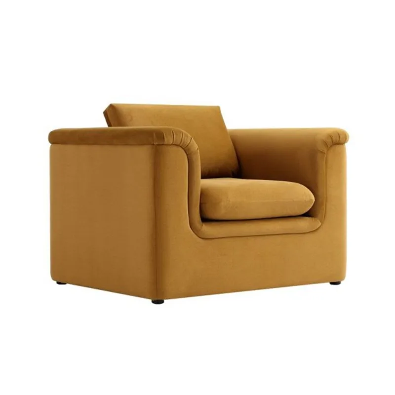 Manhattan Comfort Haven Contemporary Faux Mohair Upholstered Accent Chair – Harvest Gold