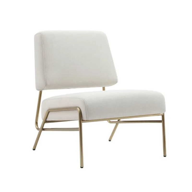 Manhattan Comfort Serenity Contemporary Faux Mohair Upholstered Lounge Chair – Ecru