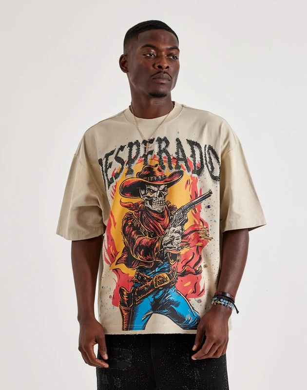 Verselli Desperado Rhinestone Graphic T-Shirt MED