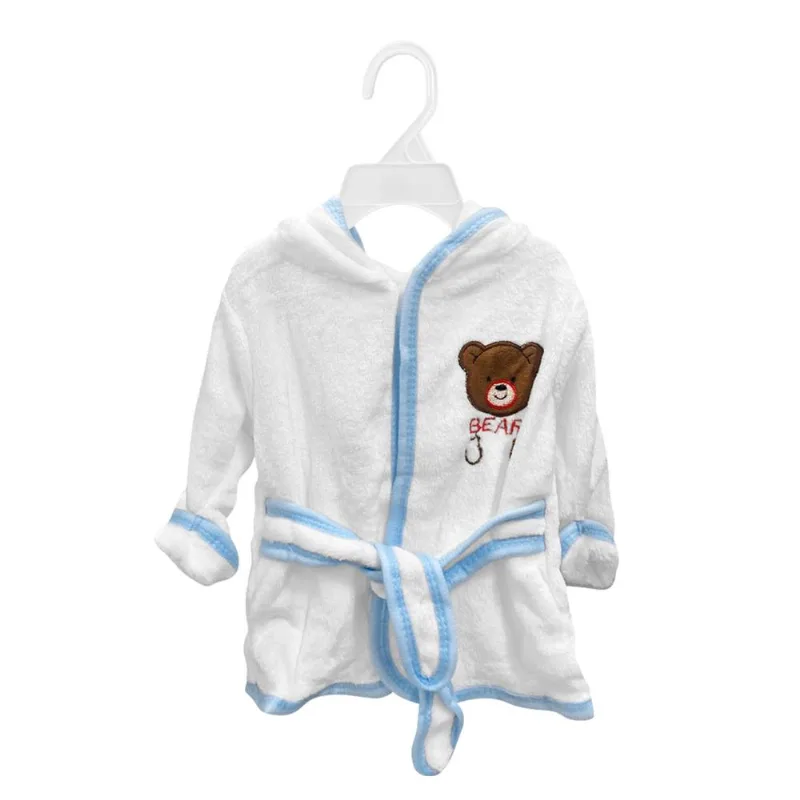 Bata para Bebe de Felpa y Algodón Diseño de Osito Blanco