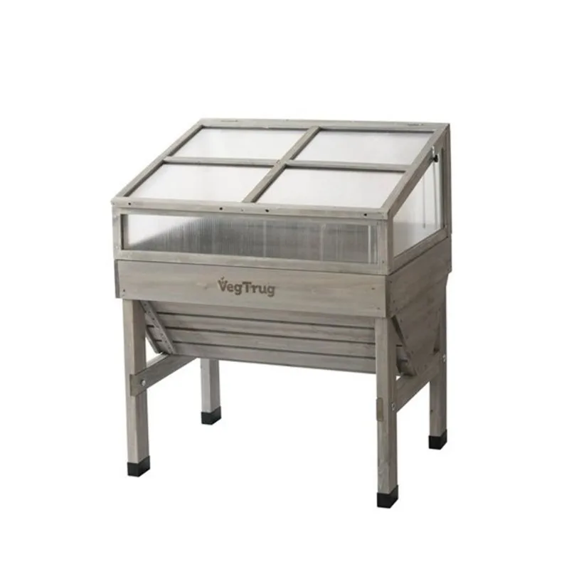 VegTrug 30 W x 41 L x 18-in H Grey Wash Wooden/Polycarbonate Cold Frame for Small Classic Raised Garden