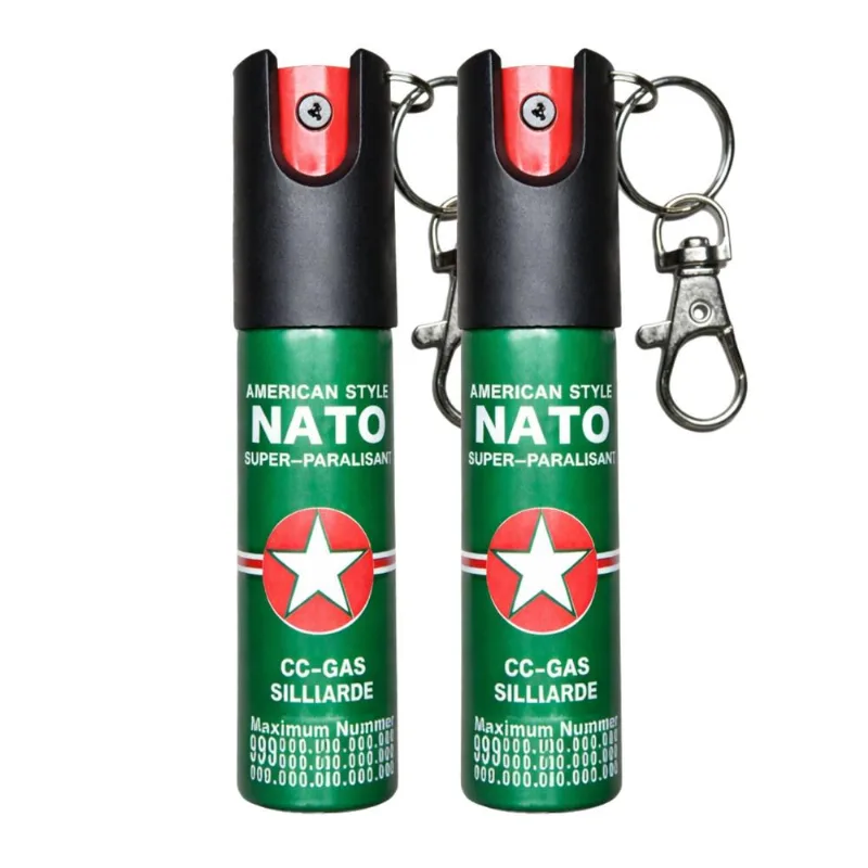 Pack 2 Gas Pimienta Llavero 20ml Compacto Con Seguro Portátil y Clip Metálico Verde