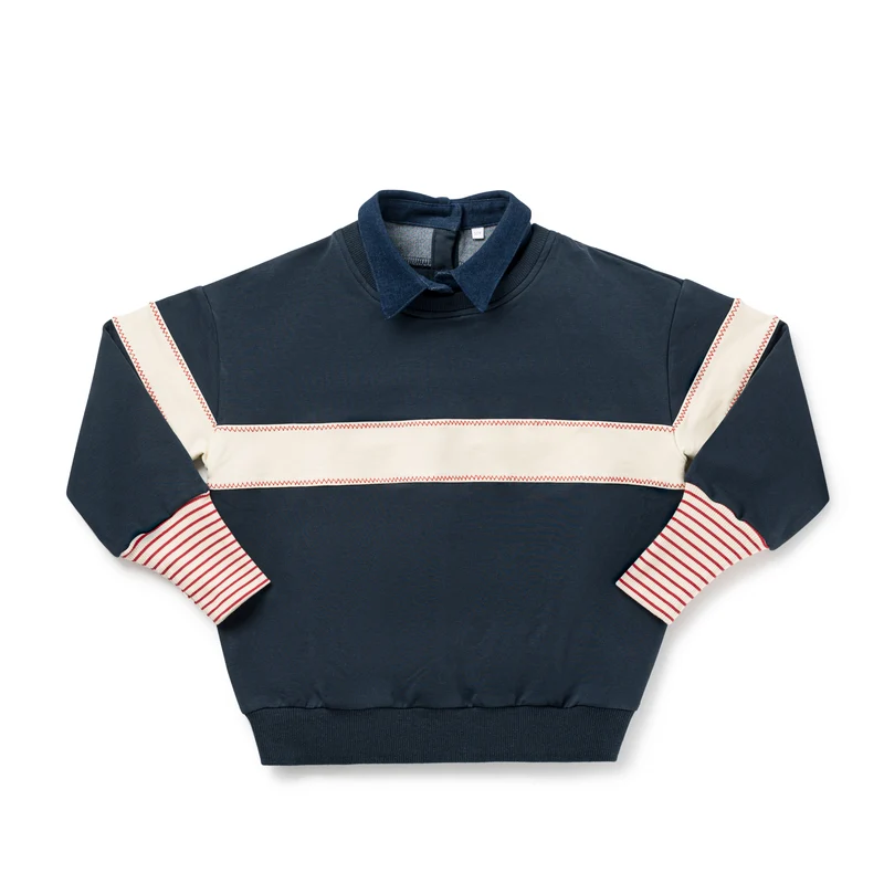 BIRNHAM ON THE SEA NAVY/CREAM CONTRAST COLLAR SWEATSHIRT 8