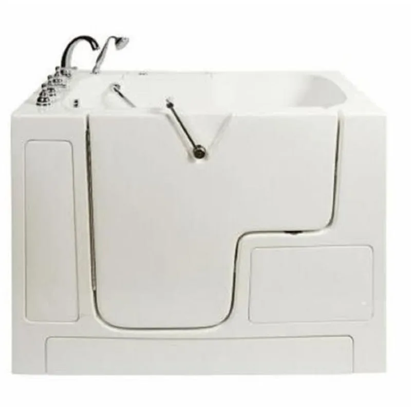 MBTubs Transfer 32-in x 52-in White Gelcoat/Fibreglass Rectangular Left-hand Walk-in Combination Bathtub