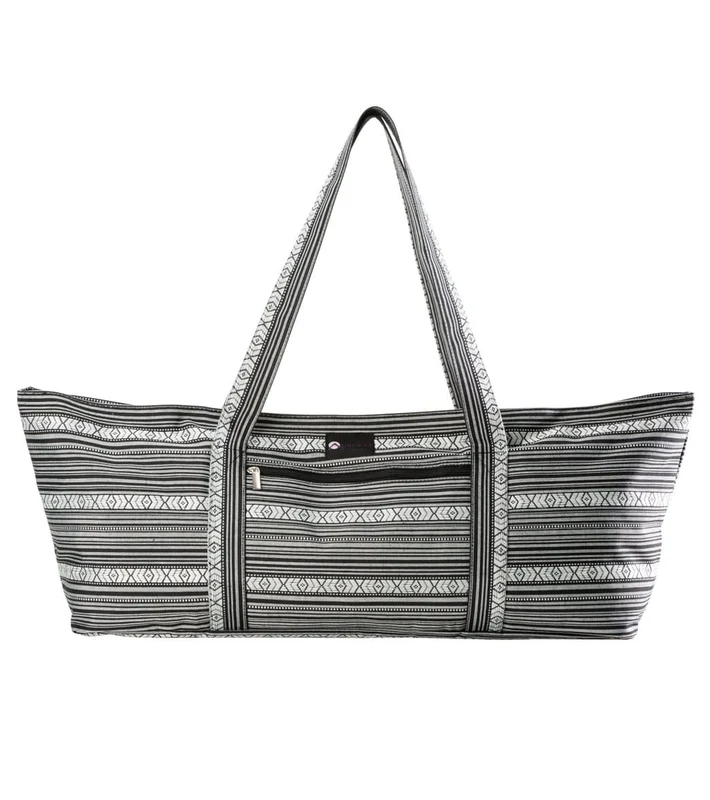 Aurorae Yoga Mat Tote Bag Black/White pattern