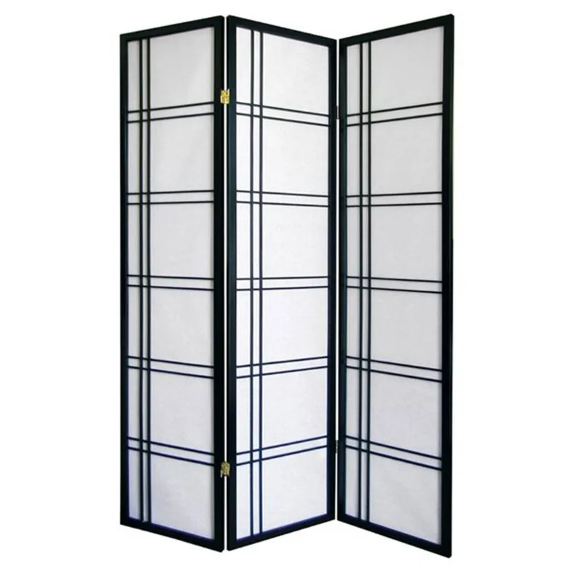 ORE International 3-Panel Black Folding Contemporary/Modern Style Paper Room Divider