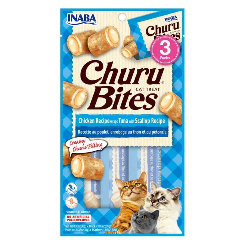 Snack para gato toda etapa sabor pollo con atún y vieira 30g Churu 1532702