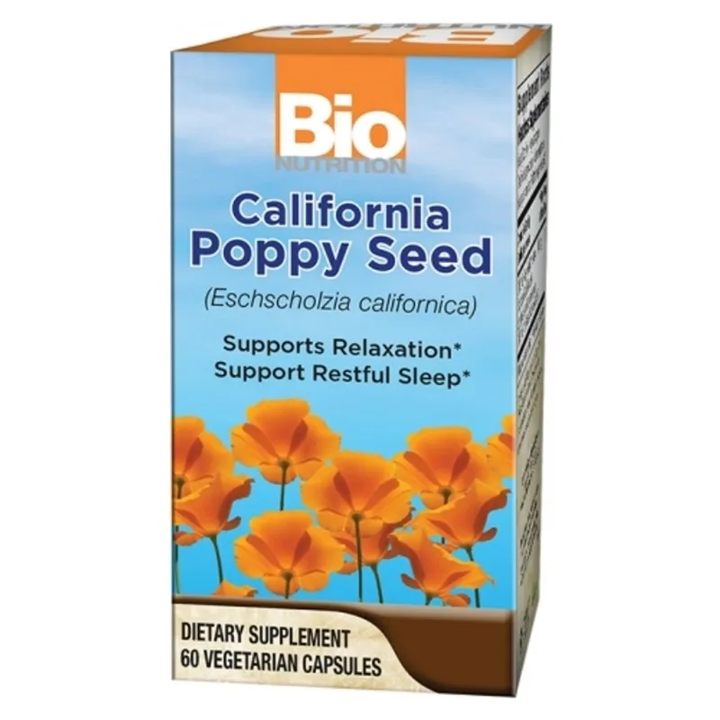 Semente De Papoula Da Califórnia 60 Cápsulas De Vegetais Da Bio Nutrition Inc