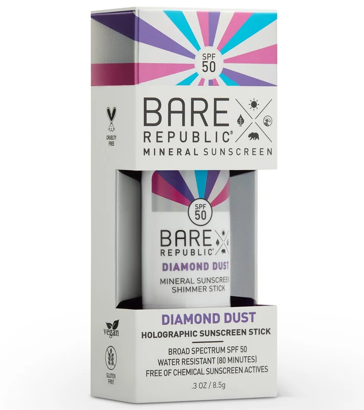 BARE Republic Mineral Metallic Shimmer SPF 50 Suncreen Stick (.30oz) Diamond Dust