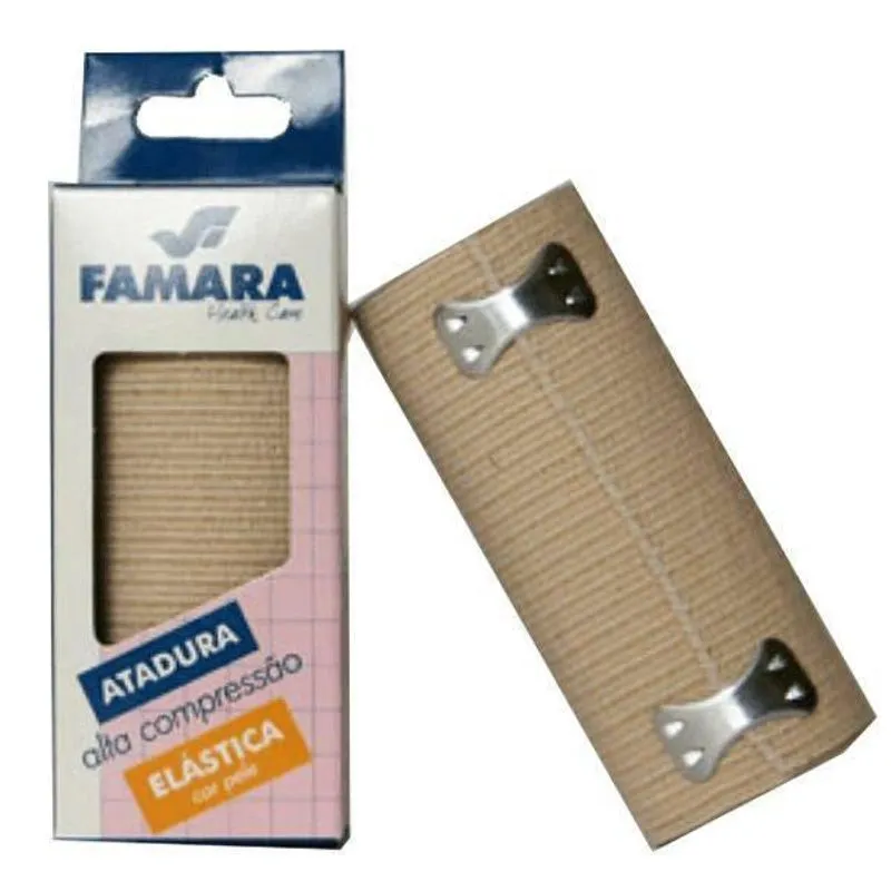 Atadura Elástica Alta Compressão 10Cm X 1,30M Bege Famara