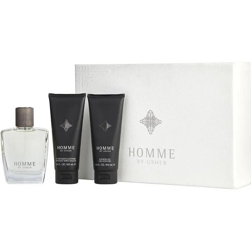 Cx De Presente Masculino Usher Homme Usher Eau De Toilette Spray 100 Ml + Pós Barba 100 Ml + Gel De Banho 100 Ml