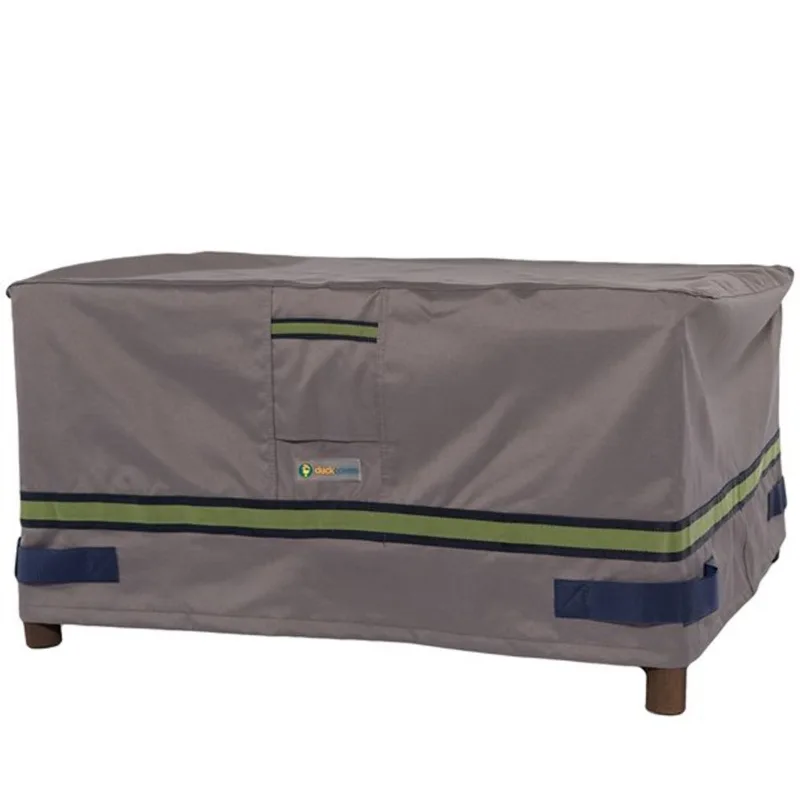 Duck Covers Soteria Rain Proof Rectangular Patio Ottoman Table Cover - Polyester - 30-in - Grey