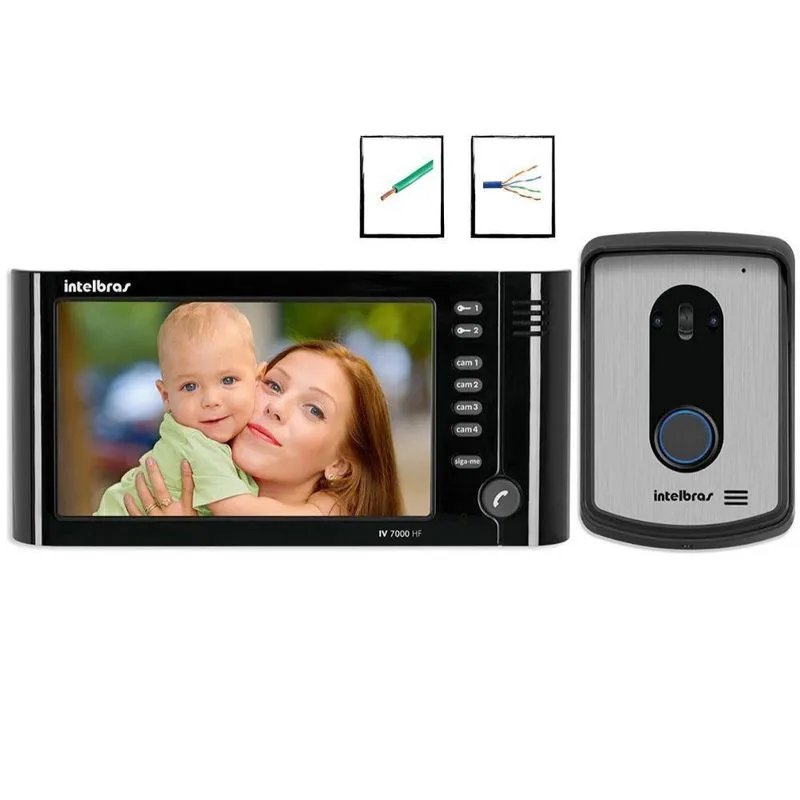 Kit Video Porteiro Interfone Iv 7010 Hf Intelbras Cabos 50mt