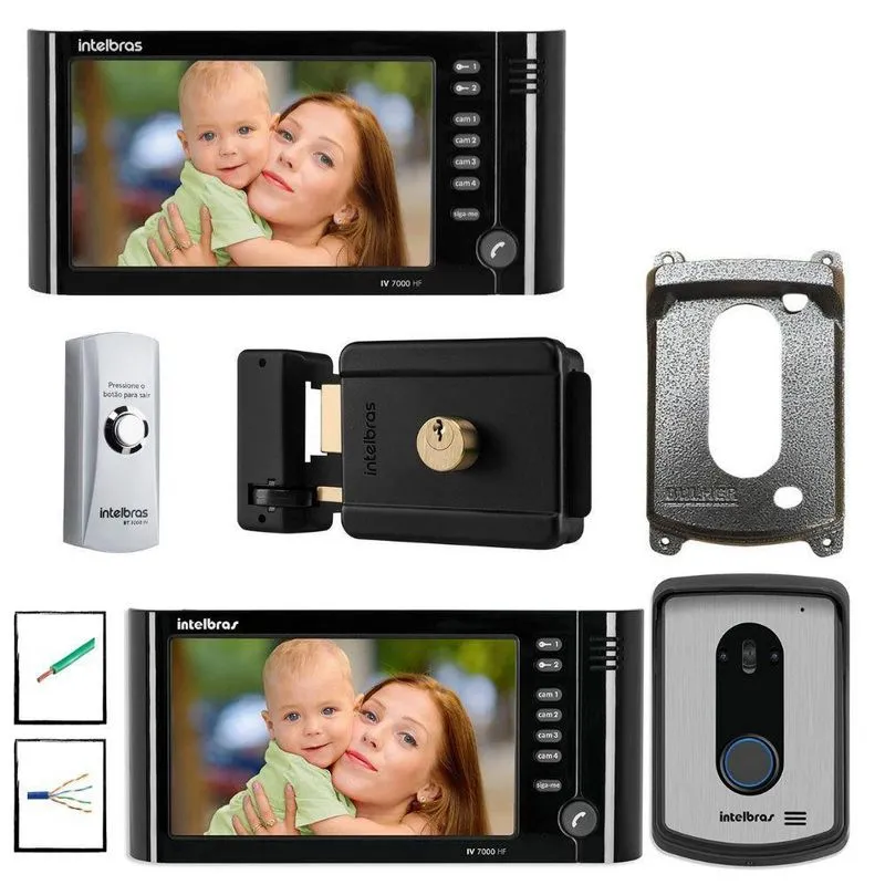 Kit Video Porteiro Iv 7010 Hf Intelbras Extensão E Fechadura