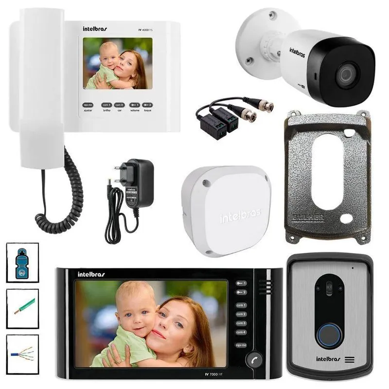 Kit Video Porteiro 2 Pontos Internos Camera Extra Intelbras