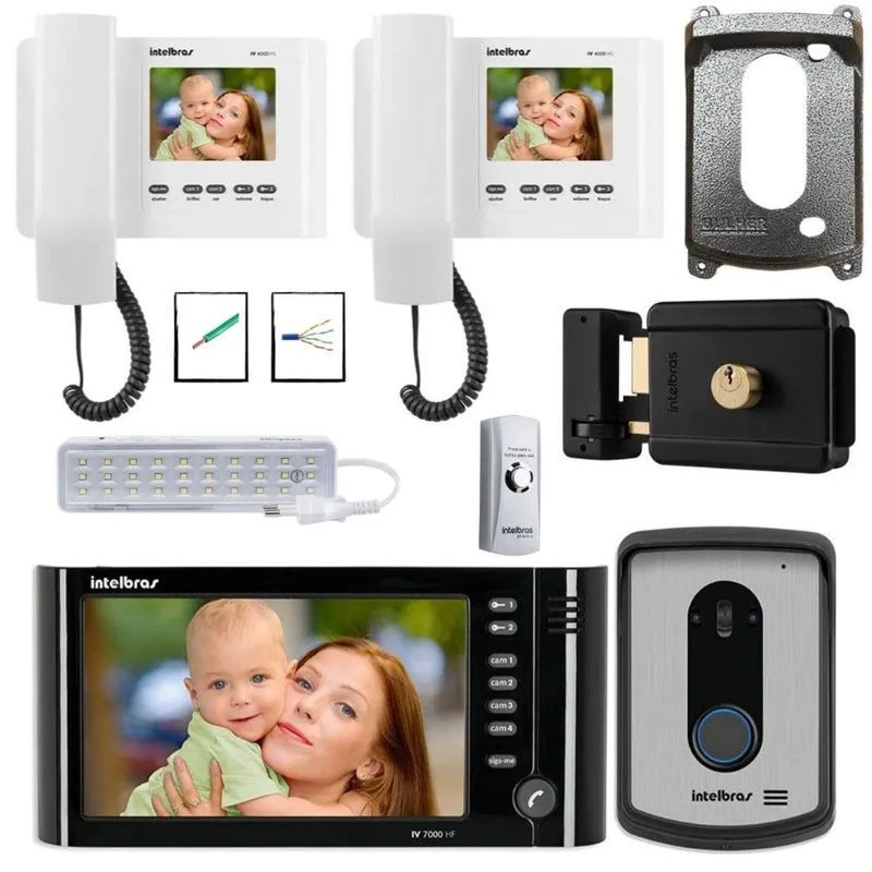 Kit Interfone Camera IV7010HF Intelbras 2 Extensão fechadura