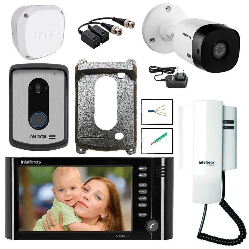 Kit Video Porteiro Iv 7010hf Intelbras Com Extensão E Camera
