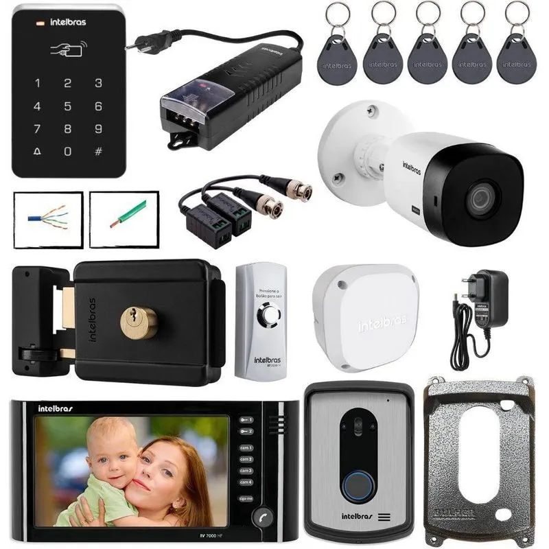 Kit Video Porteiro Com Senha Iv 7010 Hf Intelbras E Camera