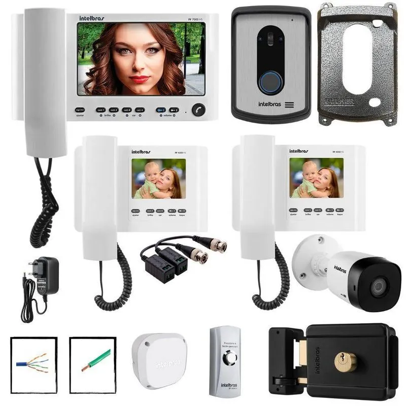 Kit Completo Video Porteiro Iv 7010hs Intelbras Acessórios 3