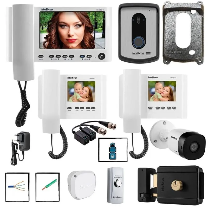 Mega Kit Video Porteiro Camera IV 7010HS Intelbras Completo