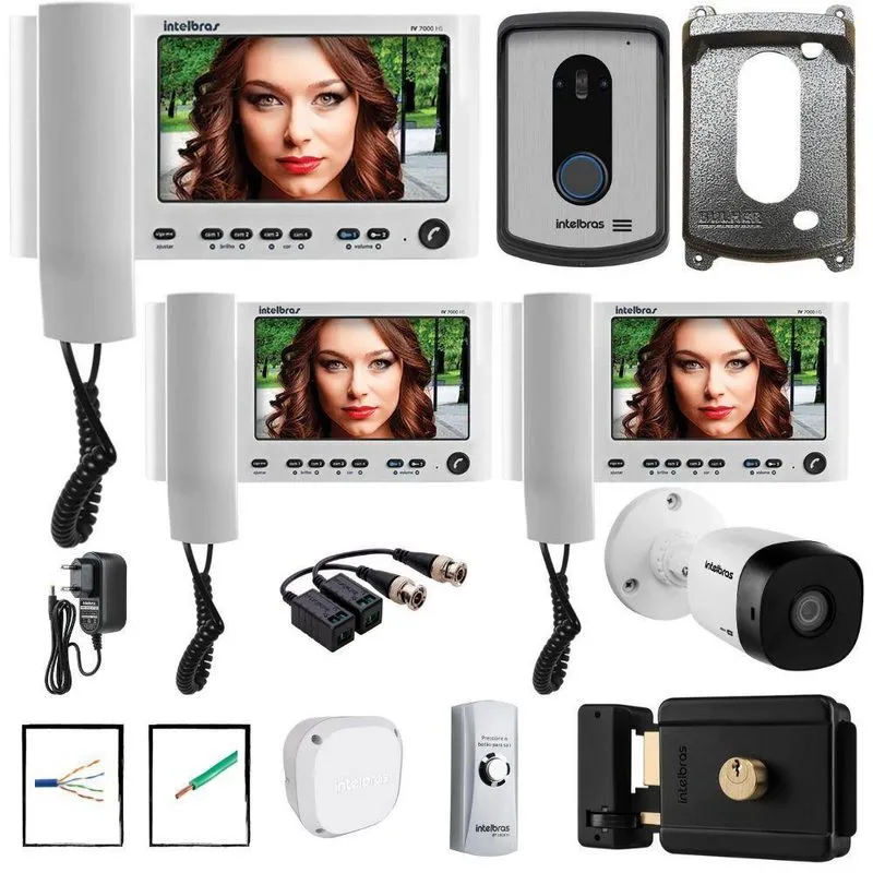 Kit Completo Video Porteiro Iv 7010hs Intelbras Acessórios 3