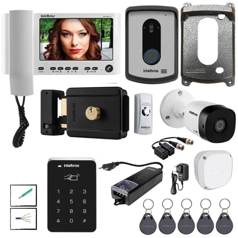 Kit Video Porteiro Com Senha IV 7010 HS Intelbras e camera