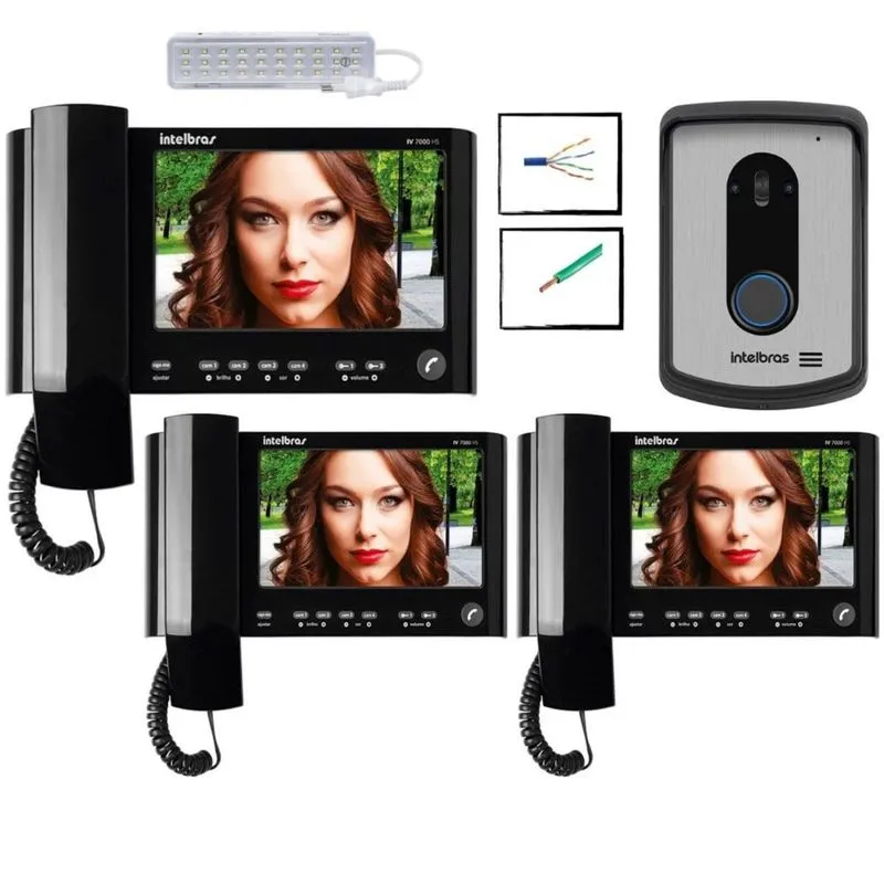 Kit Interfone Camera IV 7010HS Intelbras 2 Extensão de Video