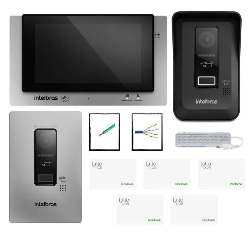 Kit Interfone Porteiro Eletronico Camera Com Cabo 30 Metros