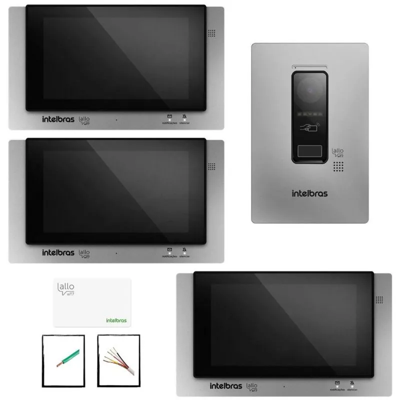 Video porteiro Wi-Fi Allo wT7 Intelbras Com 3 Telas Internas
