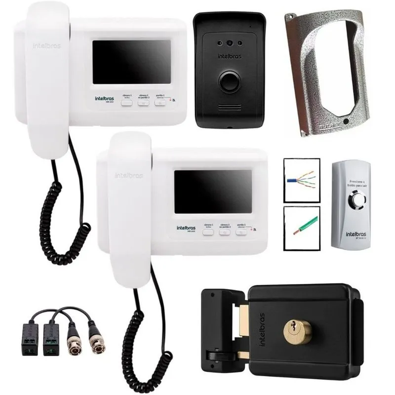Kit Master Video Porteiro IVR 1010 Intelbras Com 2 Internos