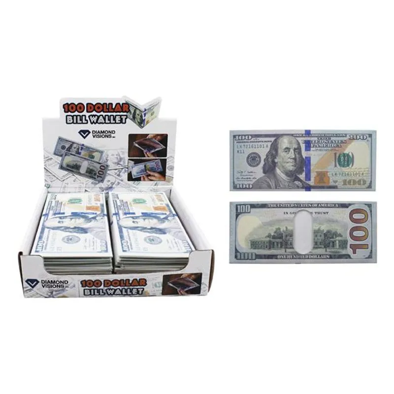 100 Dólar Bill Plastic Wallet - Pacote De 30