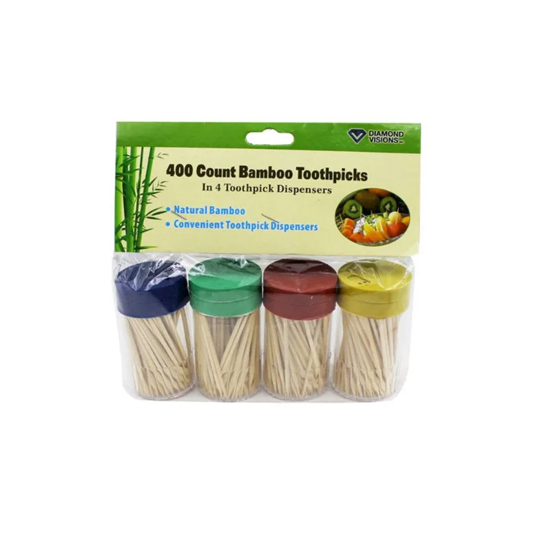 Palitos De Dente Com Recipientes Diamond Visions Jmk Bamboo 400 Unidades